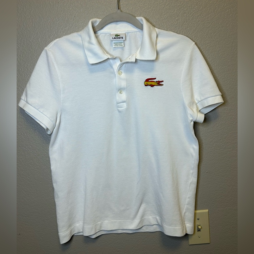 Rare Lacoste Polo Spanish Logo 100% Cotton Made in France  Sz 5
